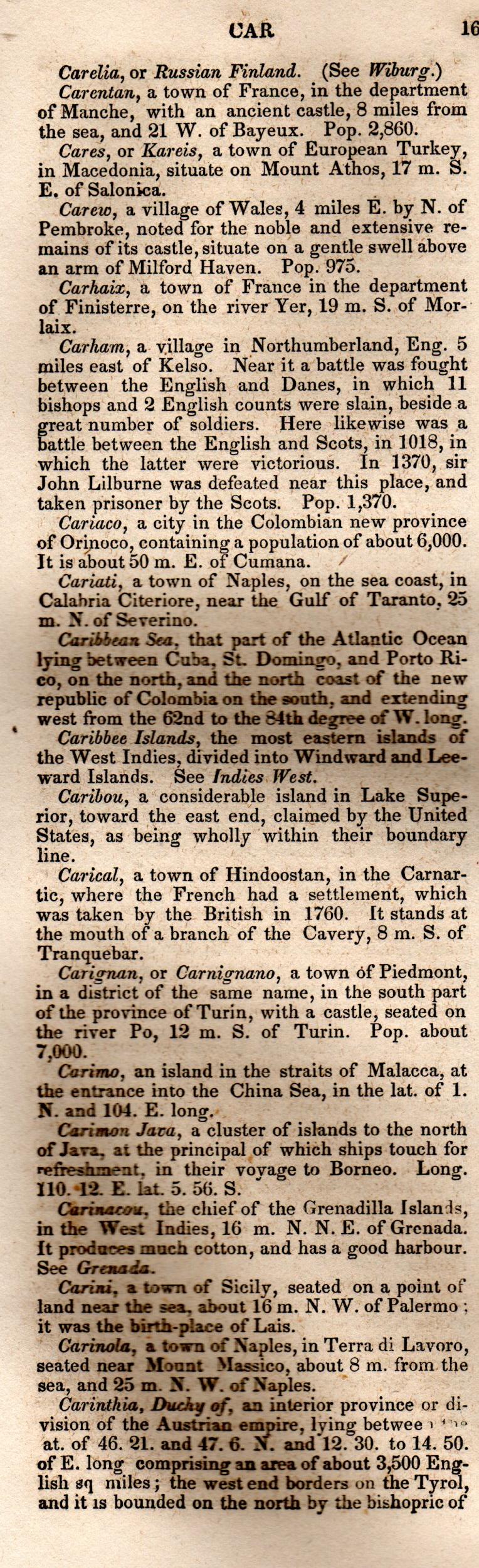 Brookes’ Universal Gazetteer (1850), Page 165 Left Column