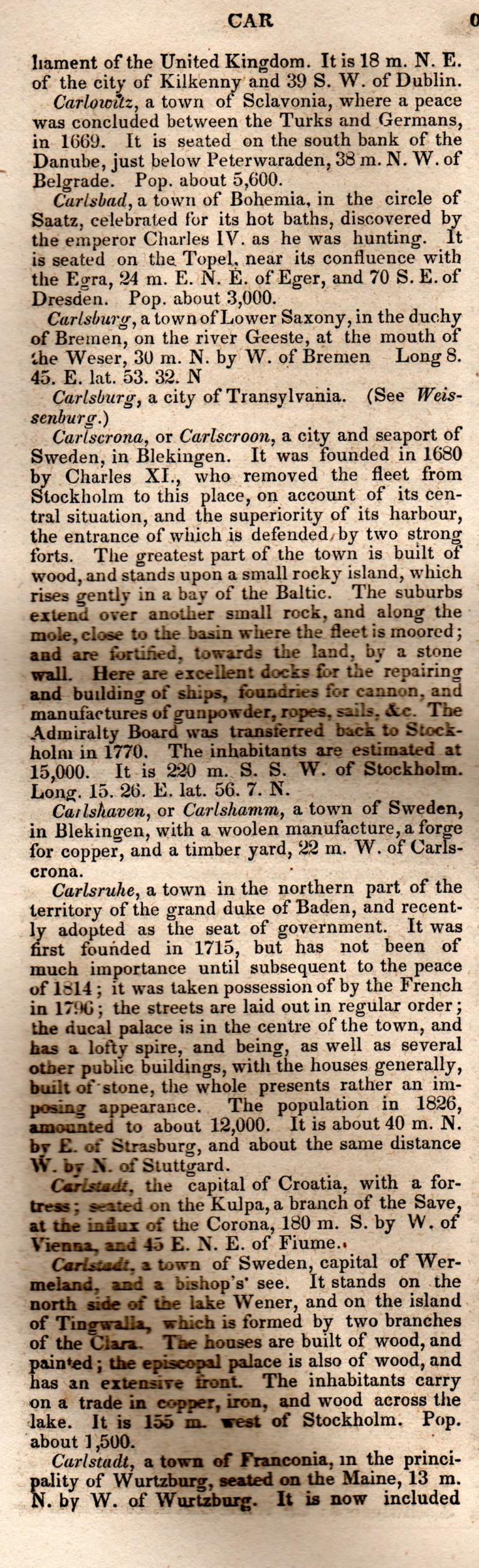 Brookes’ Universal Gazetteer (1850), Page 167 Left Column