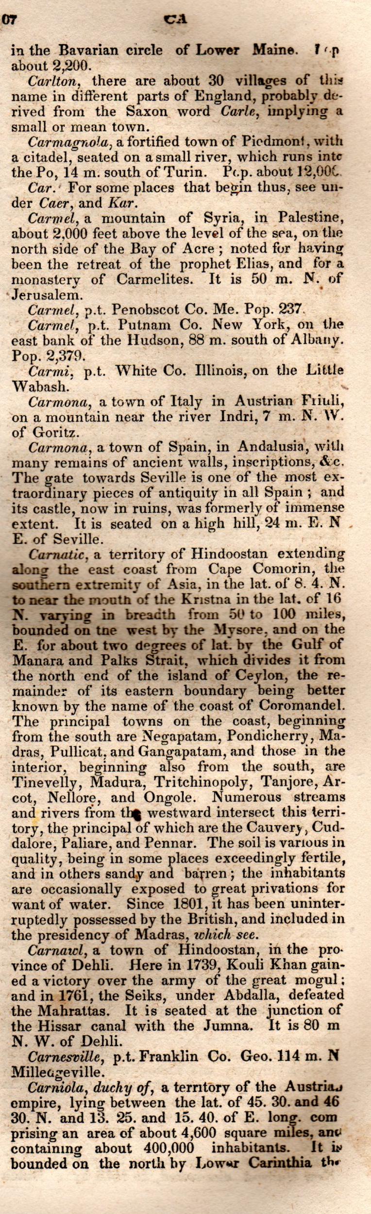 Brookes’ Universal Gazetteer (1850), Page 167 Right Column