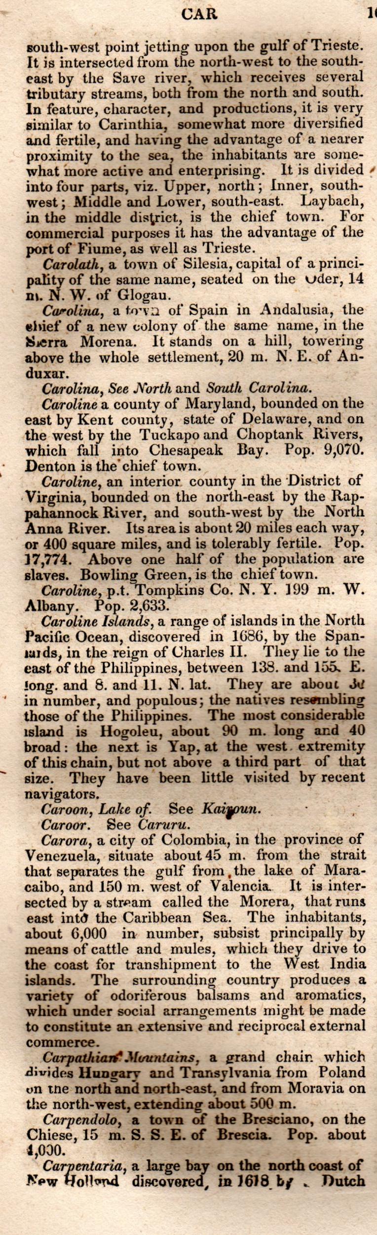 Brookes’ Universal Gazetteer (1850), Page 168 Left Column