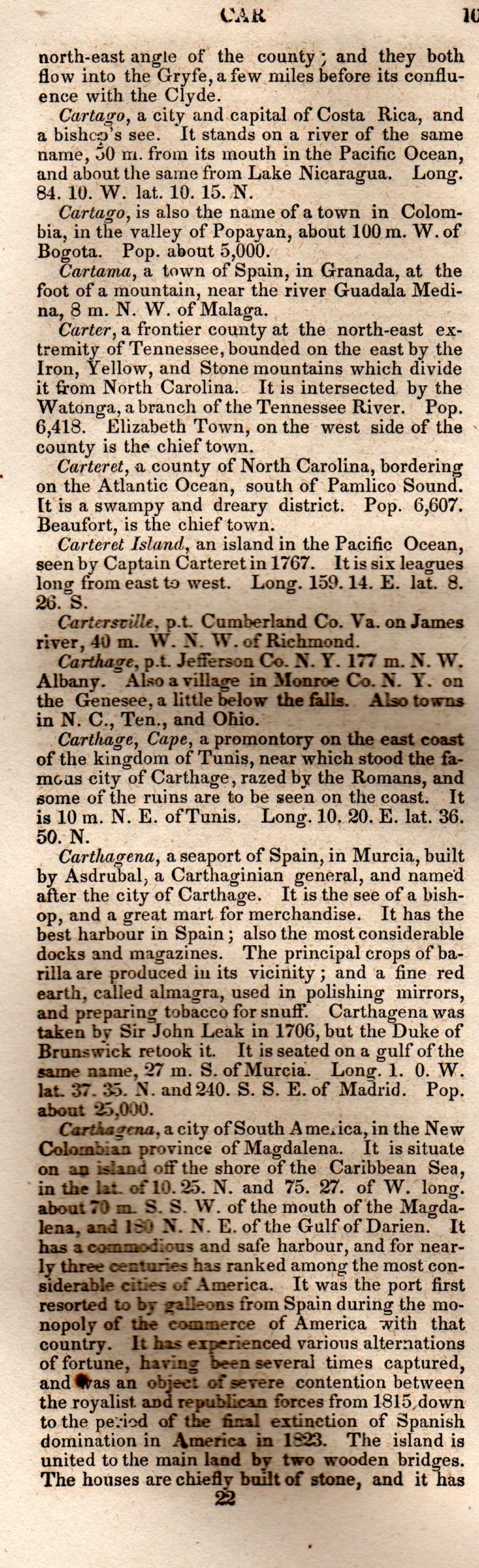 Brookes’ Universal Gazetteer (1850), Page 169 Left Column