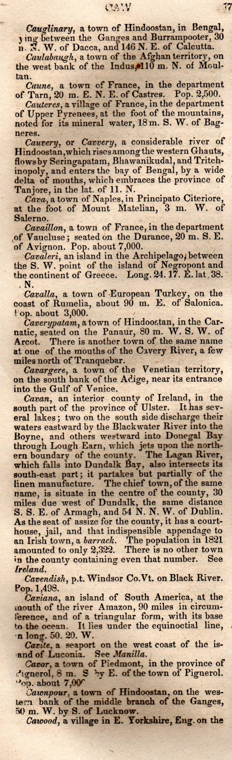 Brookes’ Universal Gazetteer (1850), Page 176 Left Column