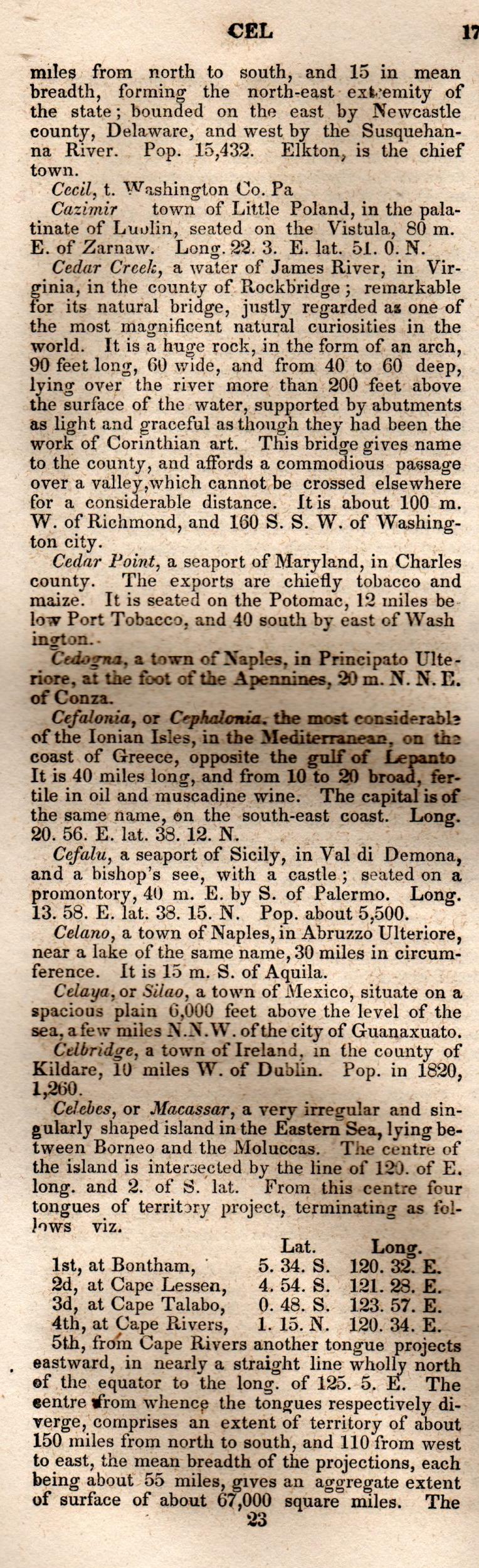Brookes’ Universal Gazetteer (1850), Page 177 Left Column