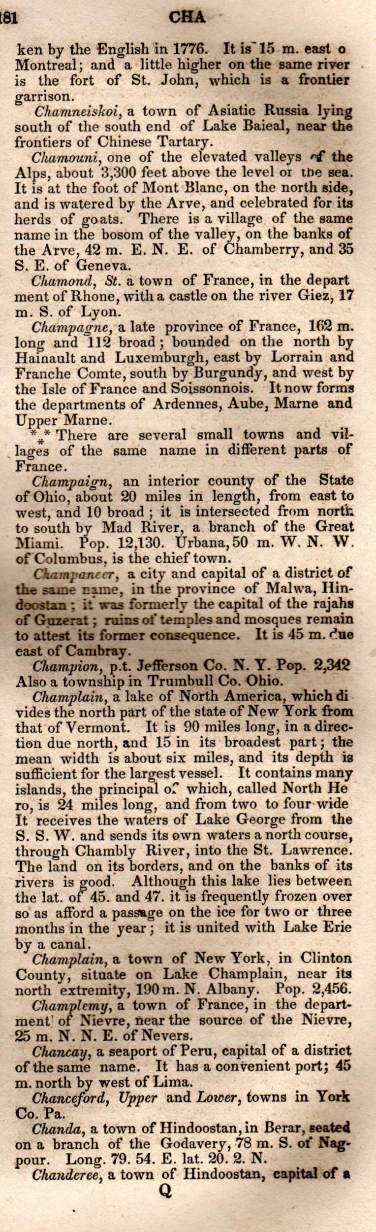 Brookes’ Universal Gazetteer (1850), Page 181 Right Column