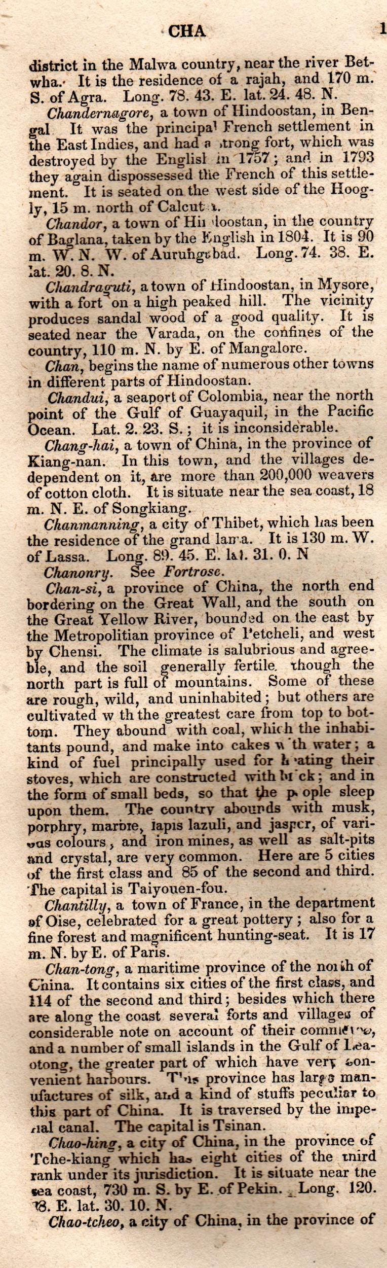 Brookes’ Universal Gazetteer (1850), Page 182 Left Column