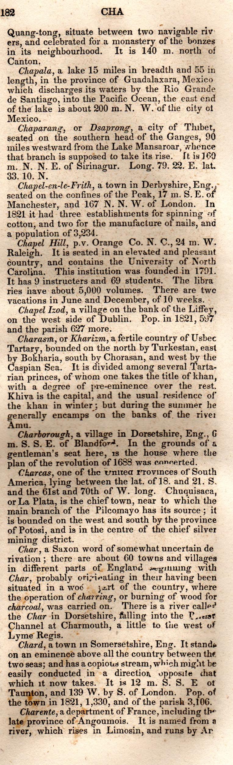 Brookes’ Universal Gazetteer (1850), Page 182 Right Column