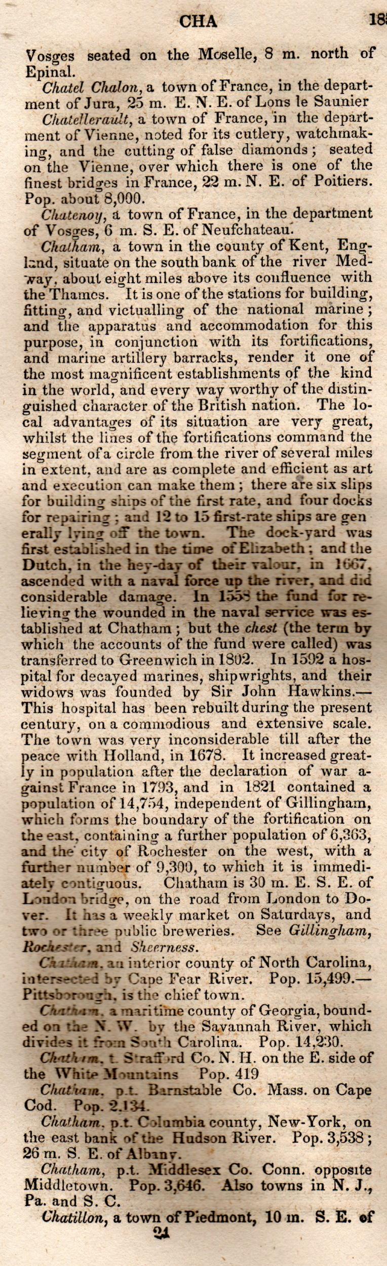 Brookes’ Universal Gazetteer (1850), Page 185 Left Column