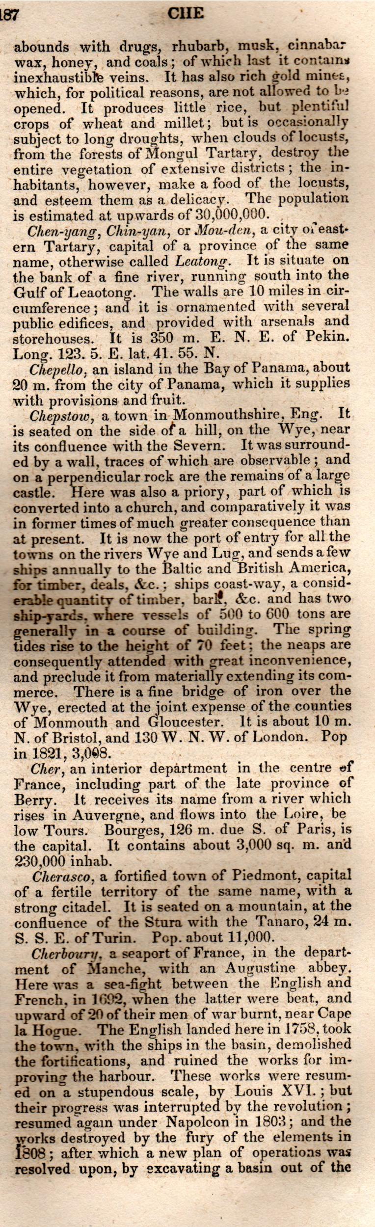 Brookes’ Universal Gazetteer (1850), Page 187 Right Column