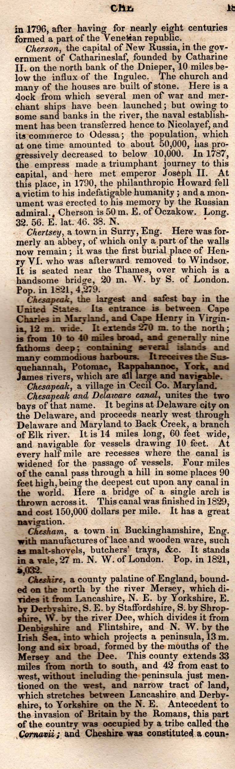 Brookes’ Universal Gazetteer (1850), Page 189 Left Column