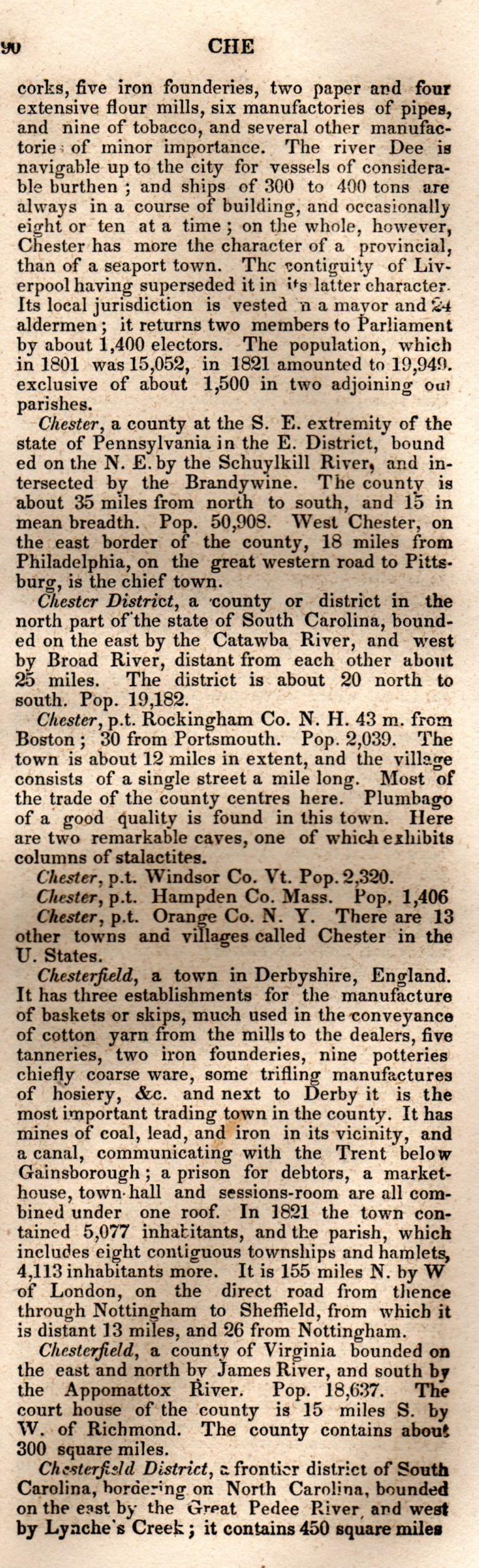 Brookes’ Universal Gazetteer (1850), Page 190 Right Column
