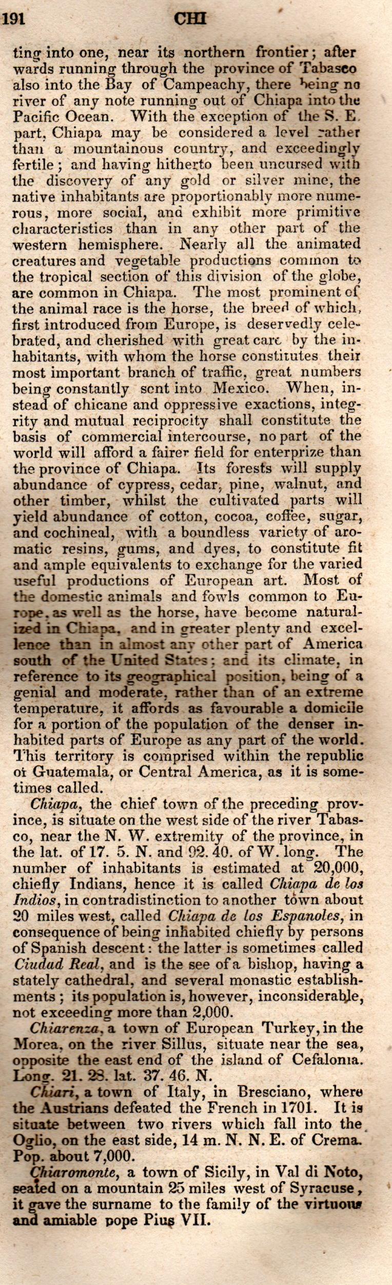 Brookes’ Universal Gazetteer (1850), Page 191 Right Column