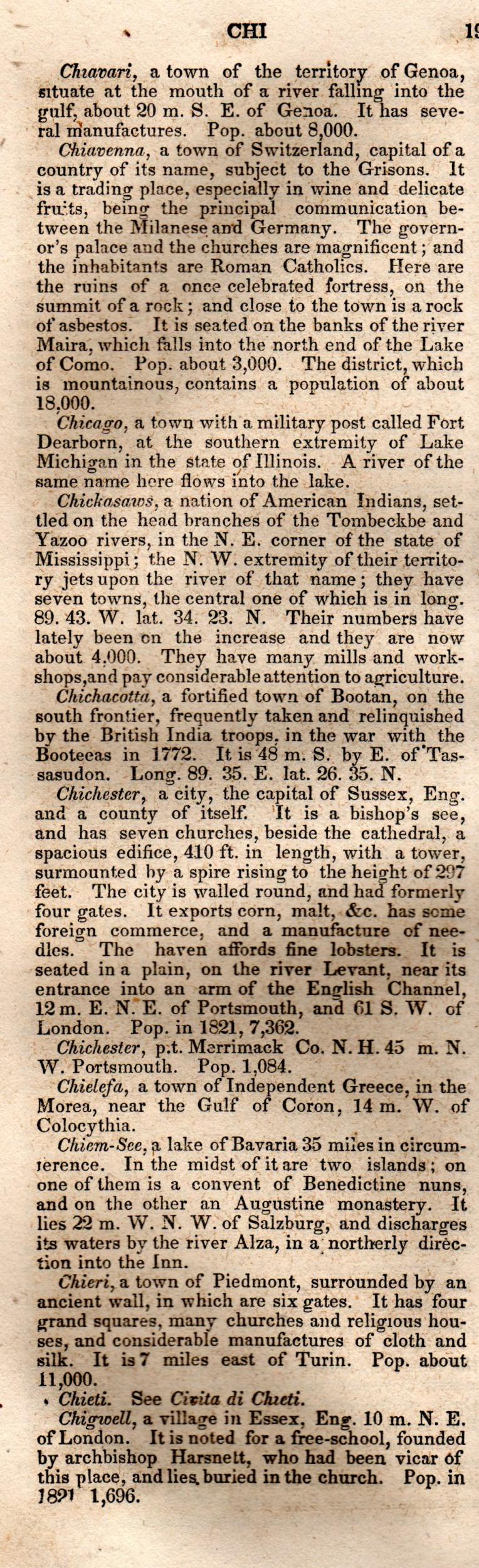 Brookes’ Universal Gazetteer (1850), Page 192 Left Column