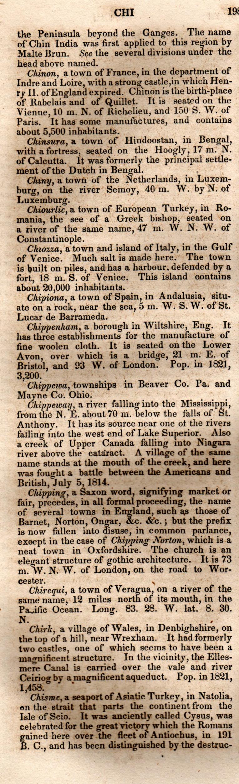 Brookes’ Universal Gazetteer (1850), Page 198 Left Column
