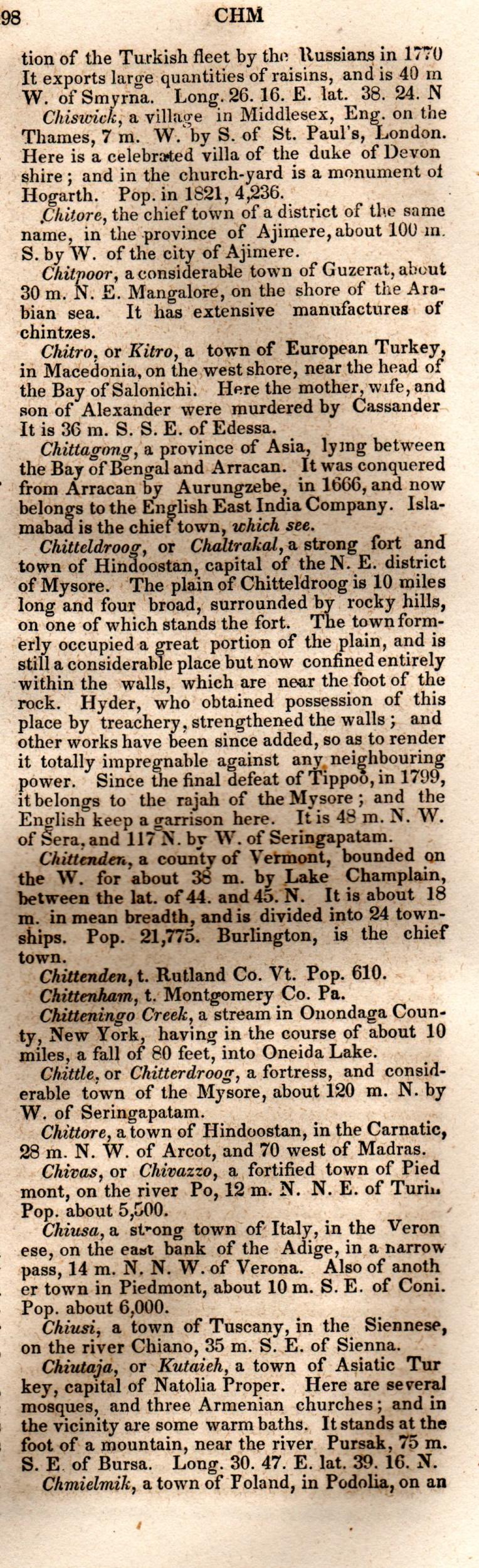 Brookes’ Universal Gazetteer (1850), Page 198 Right Column
