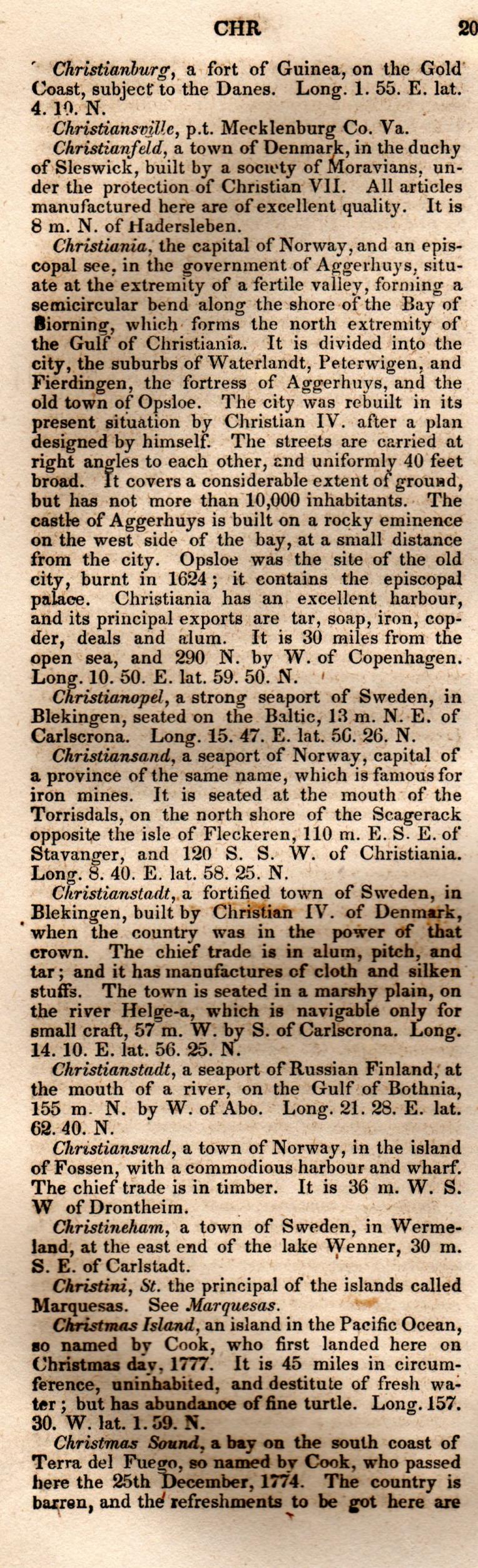 Brookes’ Universal Gazetteer (1850), Page 200 Left Column