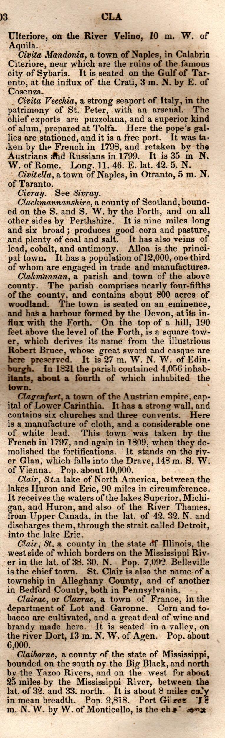 Brookes’ Universal Gazetteer (1850), Page 203 Right Column