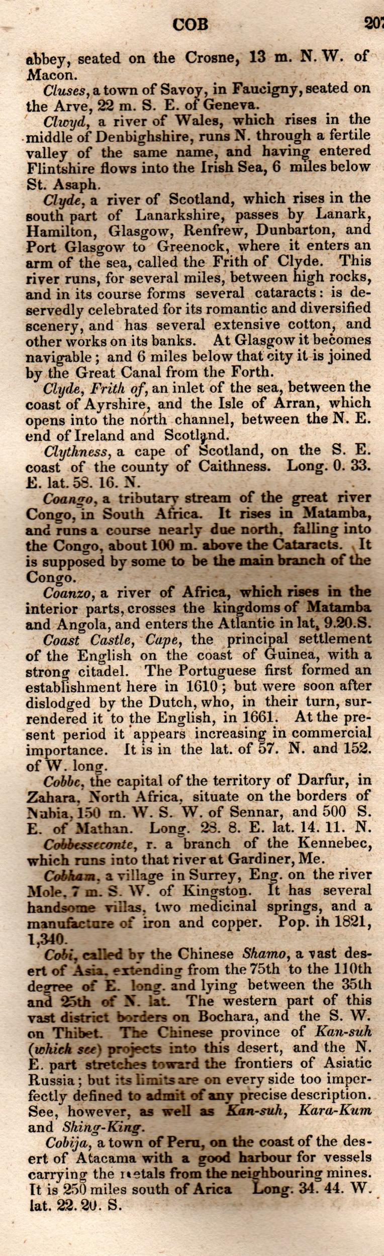 Brookes’ Universal Gazetteer (1850), Page 207 Left Column