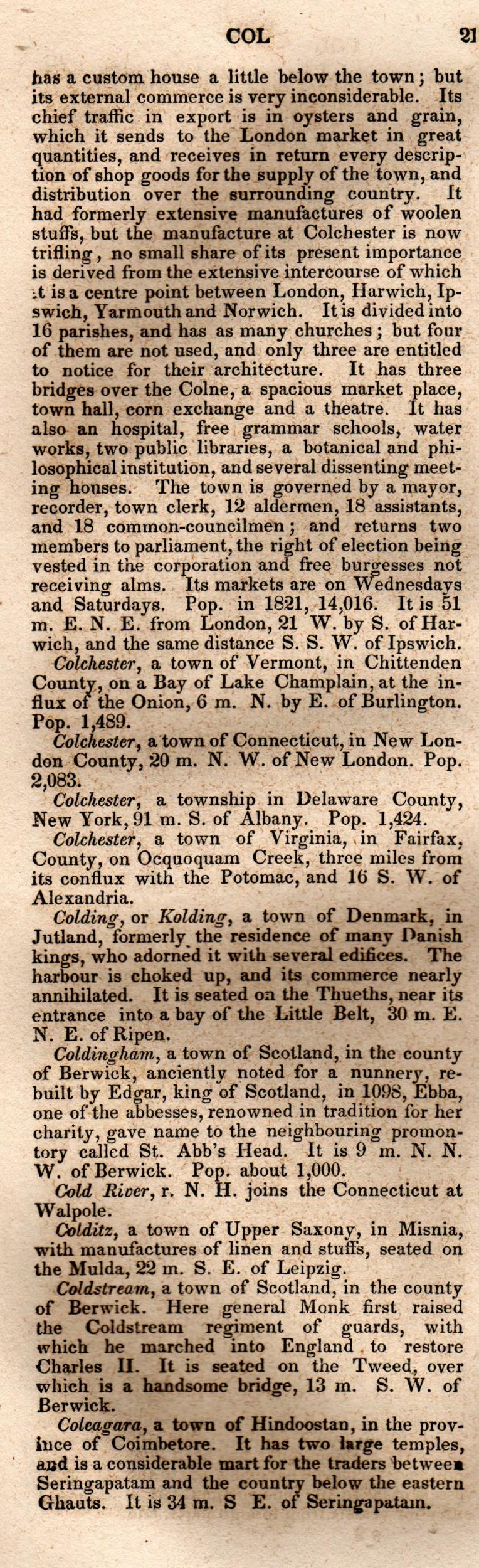 Brookes’ Universal Gazetteer (1850), Page 210 Left Column