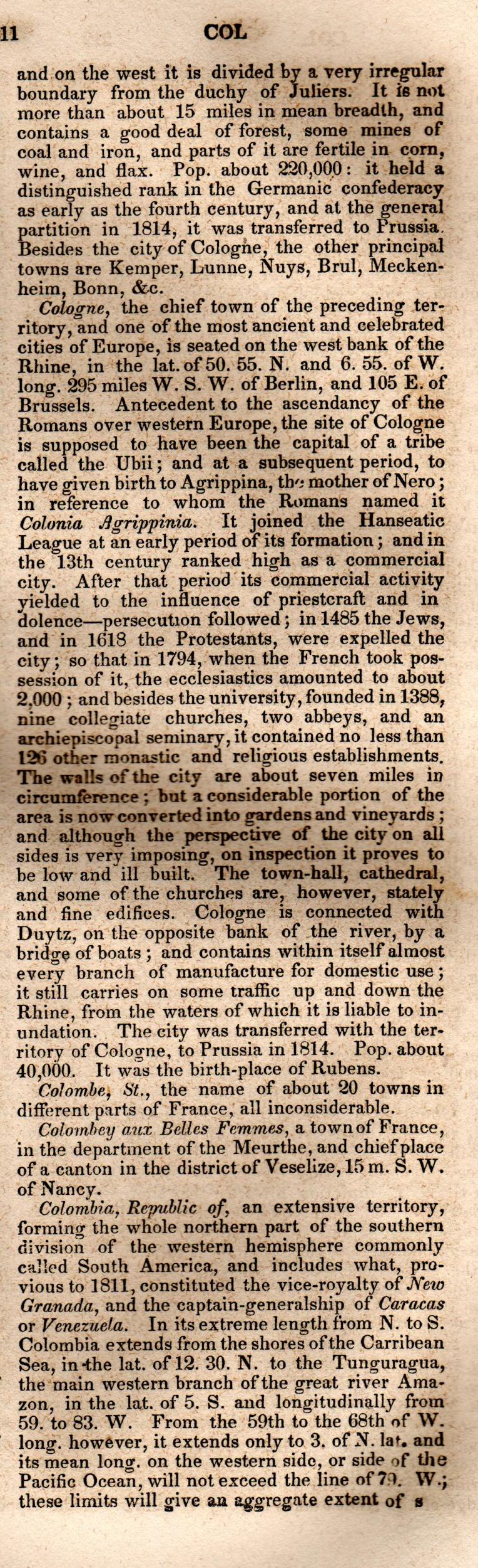 Brookes’ Universal Gazetteer (1850), Page 211 Right Column
