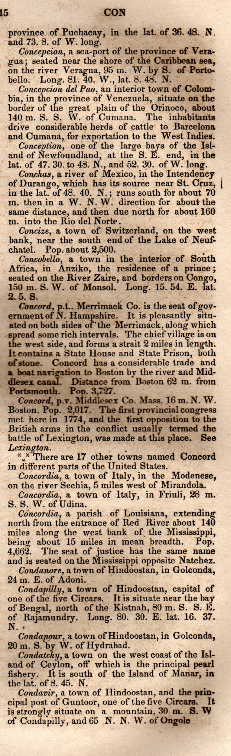 Brookes’ Universal Gazetteer (1850), Page 215 Right Column