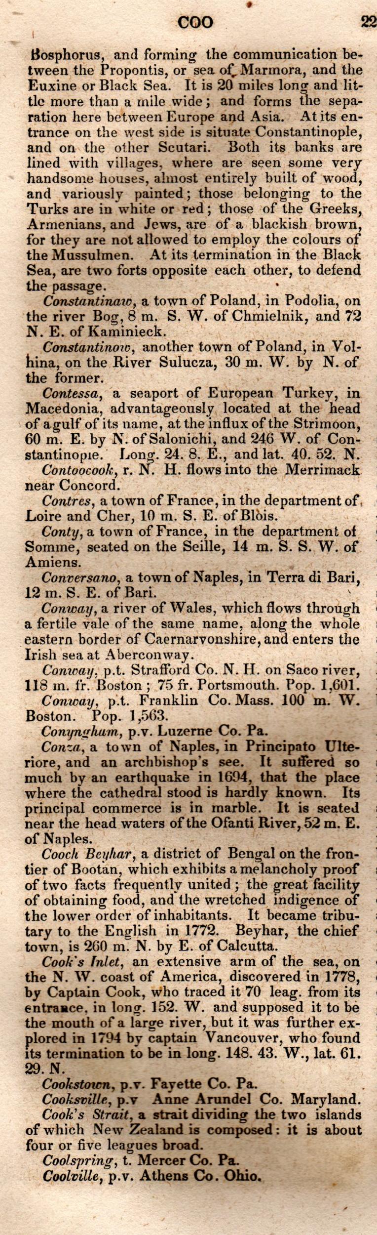 Brookes’ Universal Gazetteer (1850), Page 220 Left Column