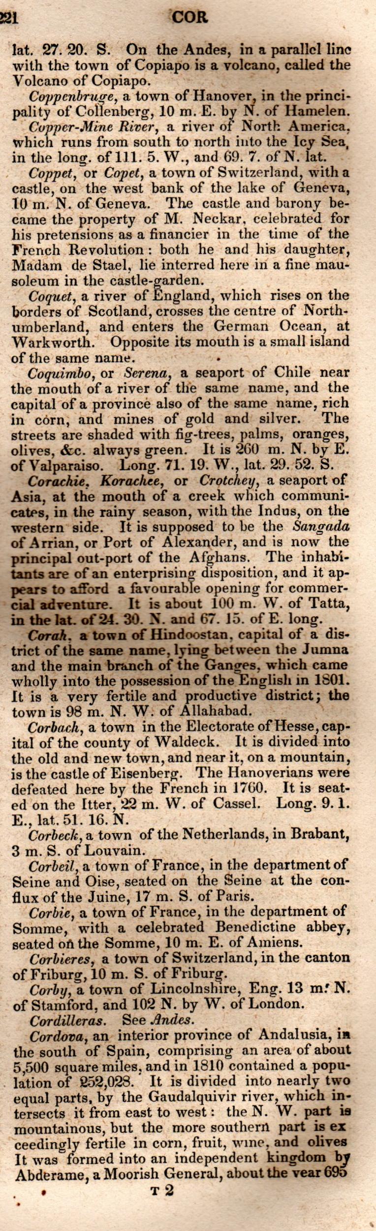 Brookes’ Universal Gazetteer (1850), Page 221 Right Column