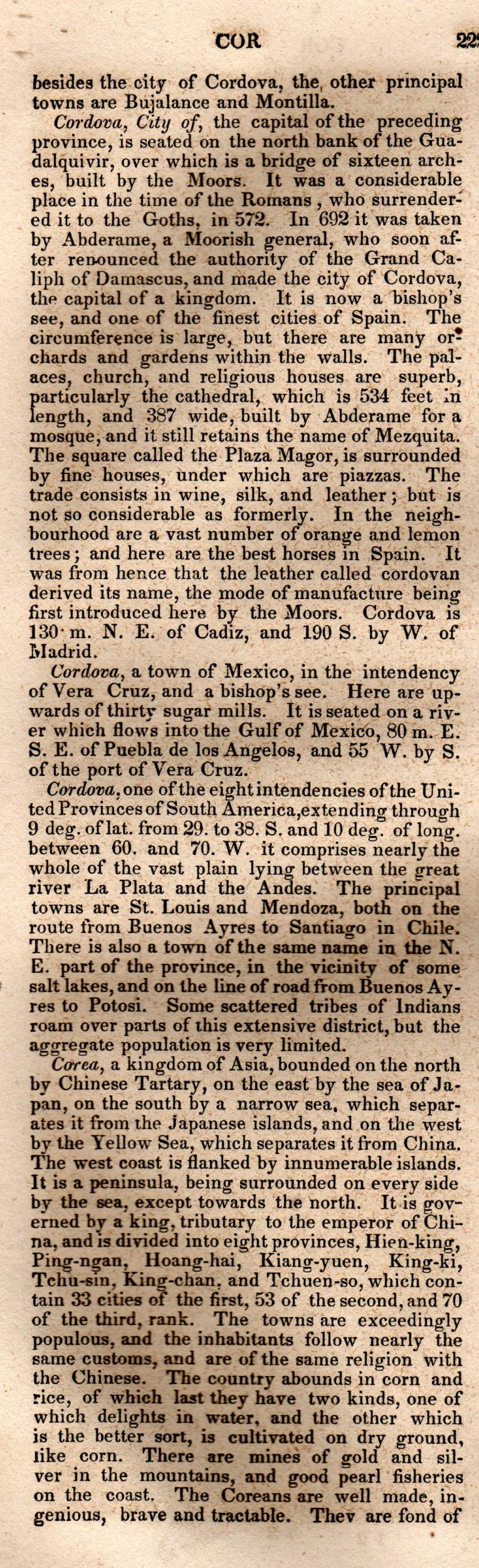 Brookes’ Universal Gazetteer (1850), Page 222 Left Column