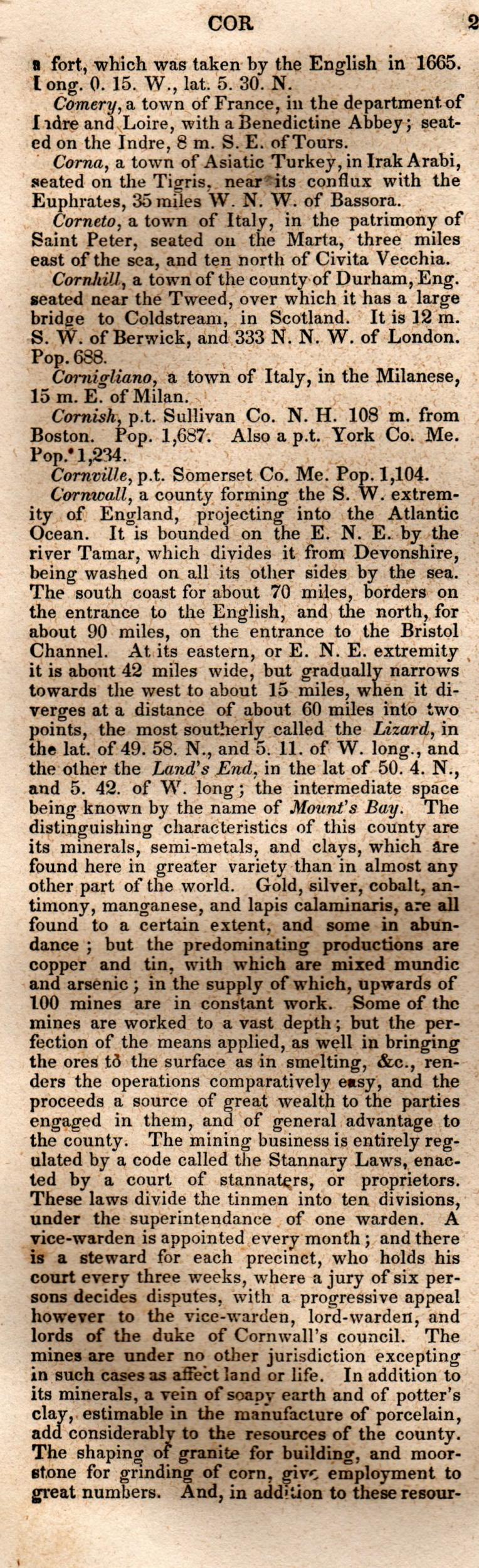Brookes’ Universal Gazetteer (1850), Page 224 Left Column