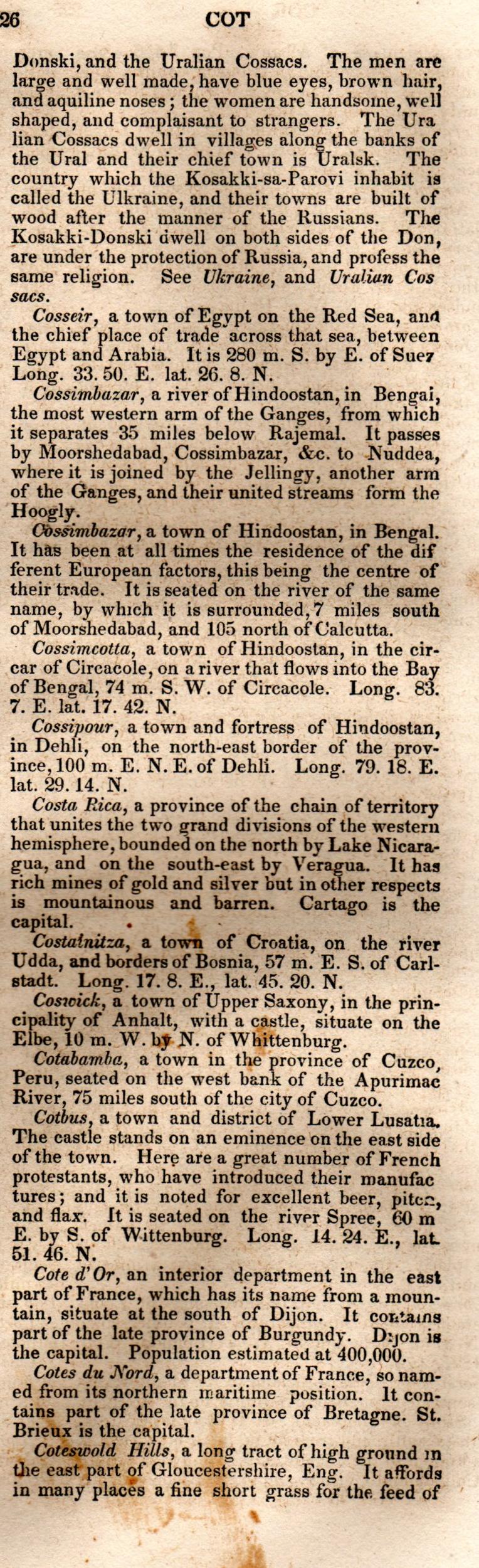 Brookes’ Universal Gazetteer (1850), Page 226 Right Column