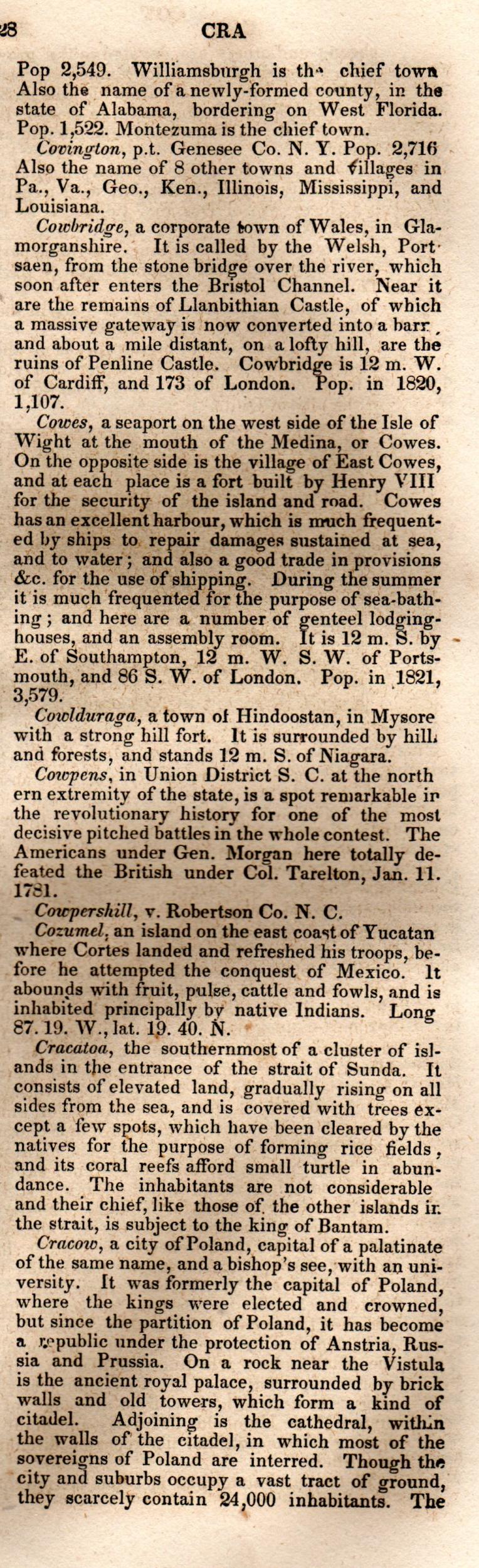 Brookes’ Universal Gazetteer (1850), Page 228 Right Column