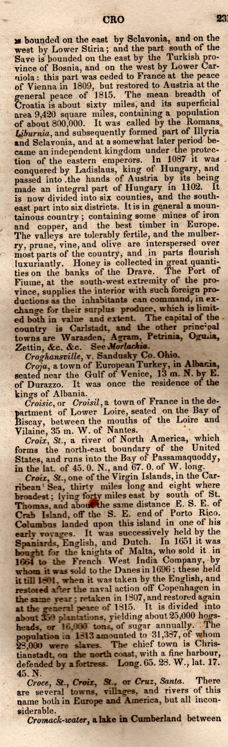 Brookes’ Universal Gazetteer (1850), Page 231 Left Column