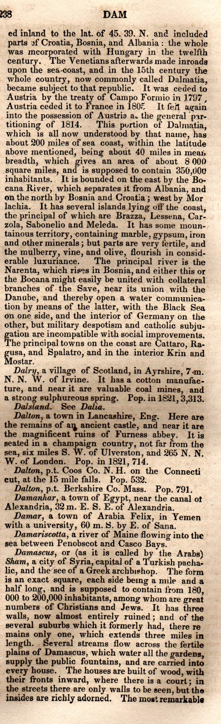 Brookes’ Universal Gazetteer (1850), Page 238 Right Column