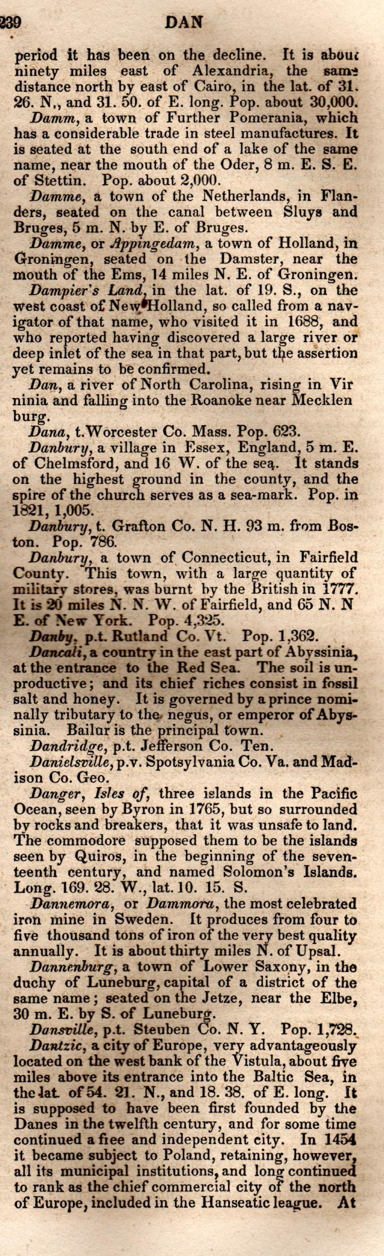 Brookes’ Universal Gazetteer (1850), Page 239 Right Column