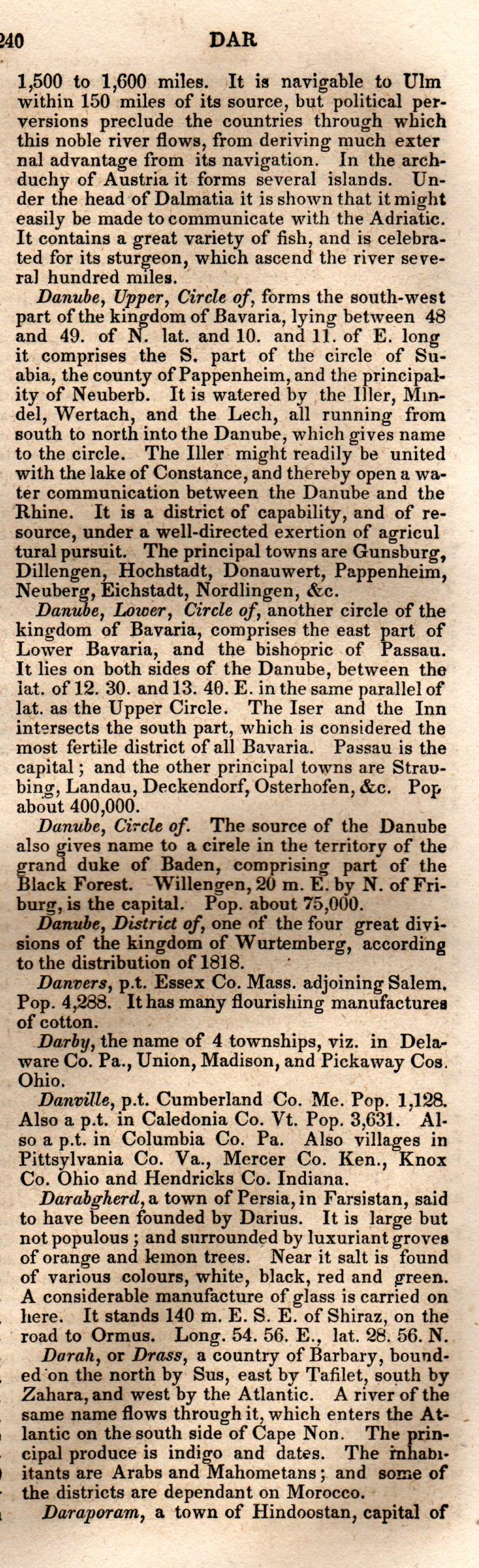 Brookes’ Universal Gazetteer (1850), Page 240 Right Column