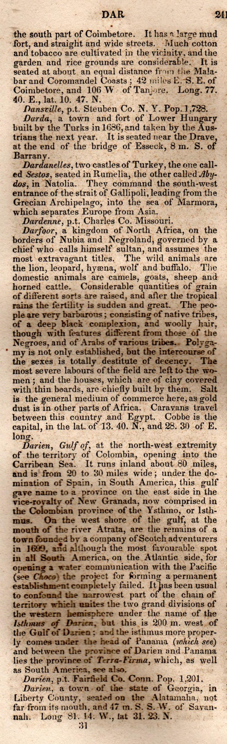 Brookes’ Universal Gazetteer (1850), Page 241 Left Column