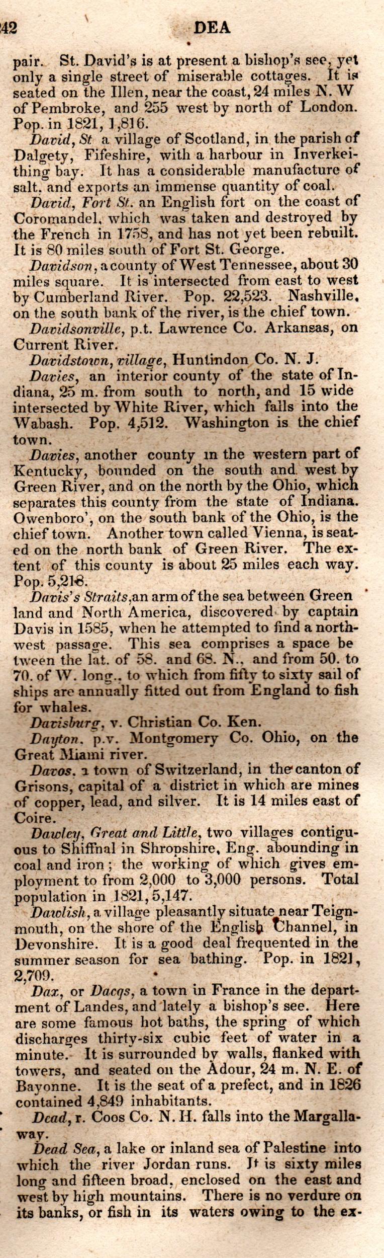 Brookes’ Universal Gazetteer (1850), Page 242 Right Column