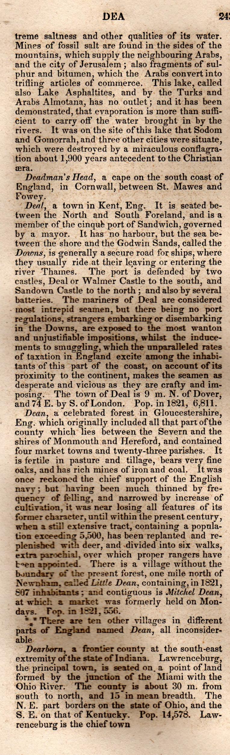 Brookes’ Universal Gazetteer (1850), Page 243 Left Column
