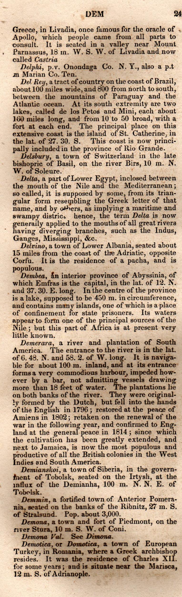 Brookes’ Universal Gazetteer (1850), Page 246 Left Column