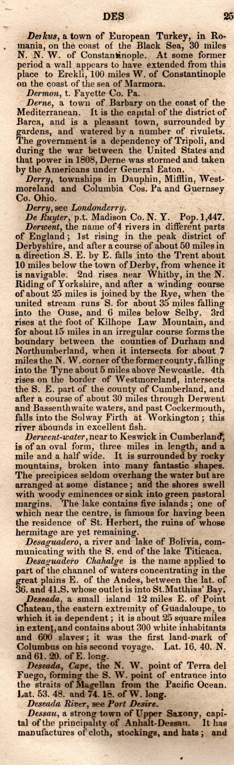 Brookes’ Universal Gazetteer (1850), Page 250 Left Column
