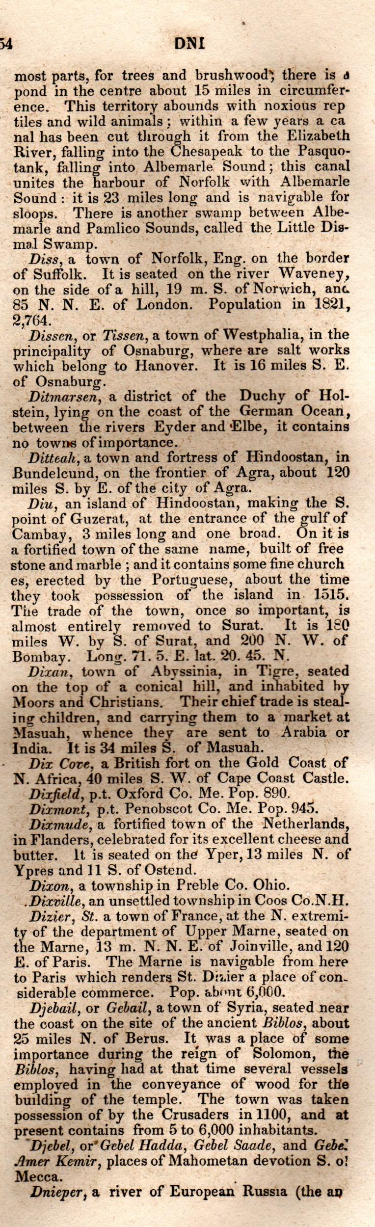 Brookes’ Universal Gazetteer (1850), Page 254 Right Column