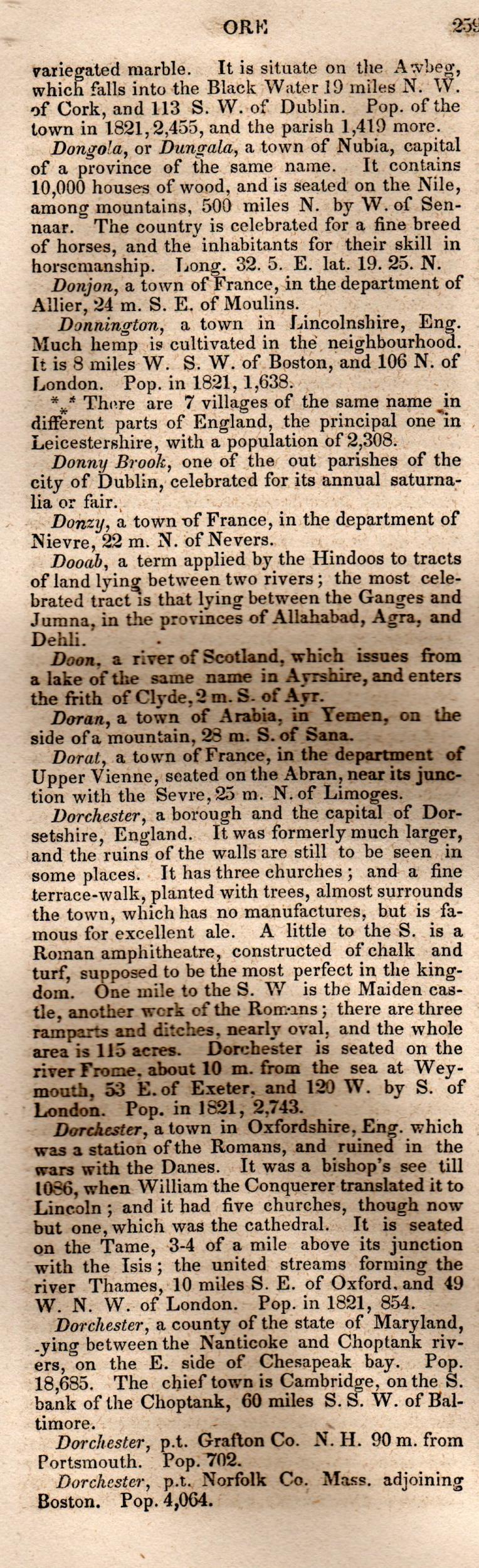 Brookes’ Universal Gazetteer (1850), Page 259 Left Column