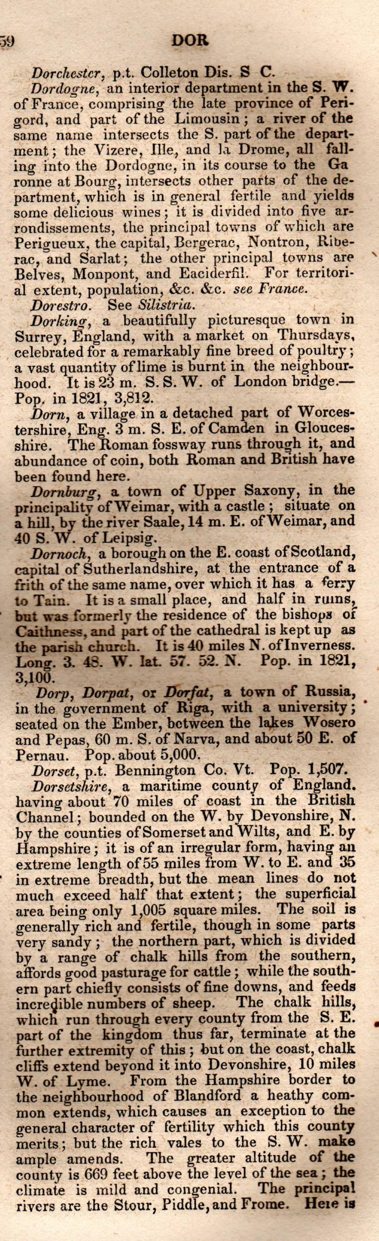 Brookes’ Universal Gazetteer (1850), Page 259 Right Column