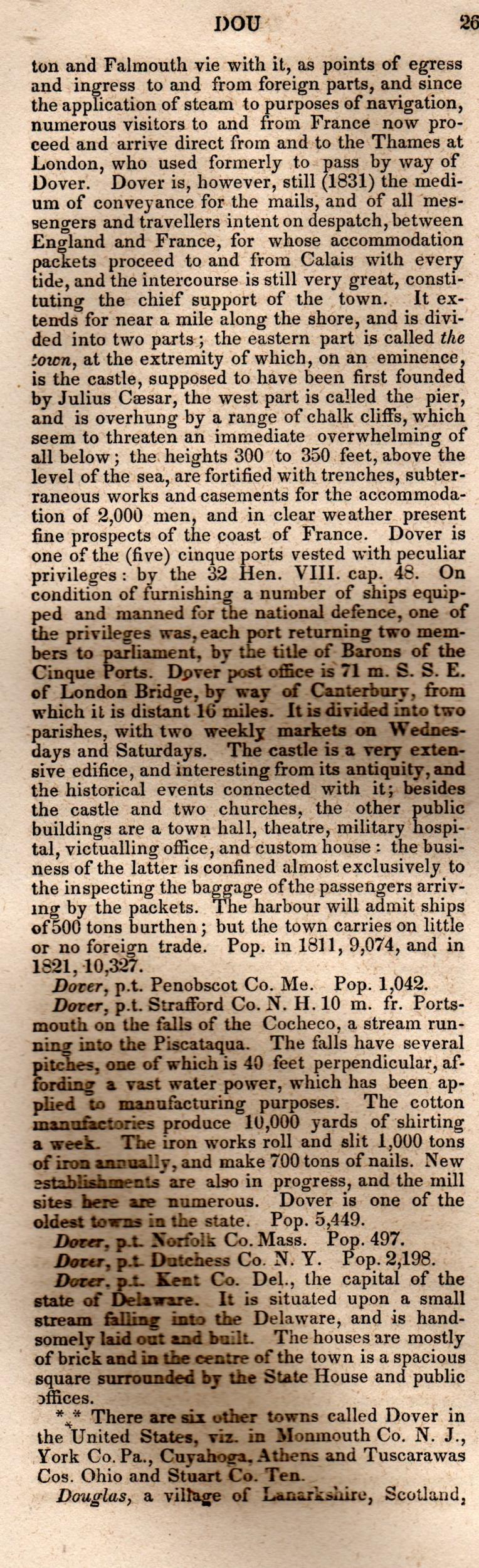 Brookes’ Universal Gazetteer (1850), Page 261 Left Column
