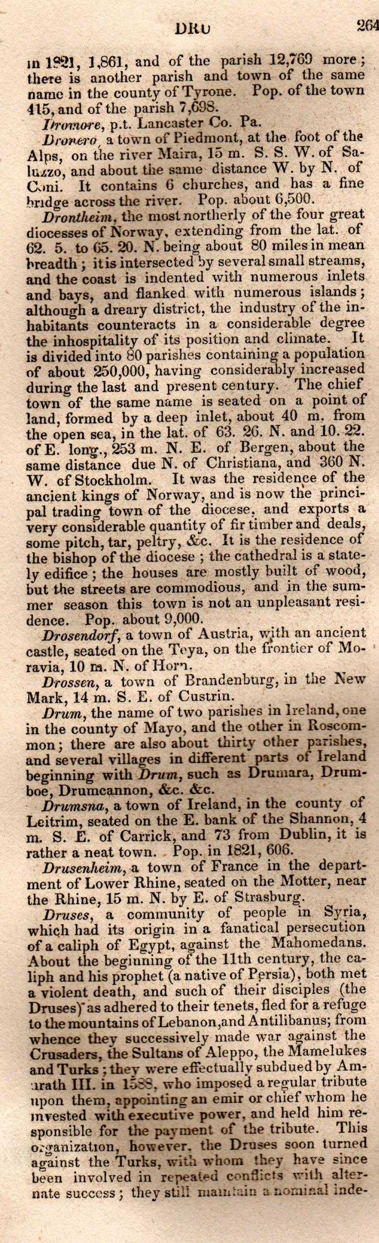 Brookes’ Universal Gazetteer (1850), Page 264 Left Column