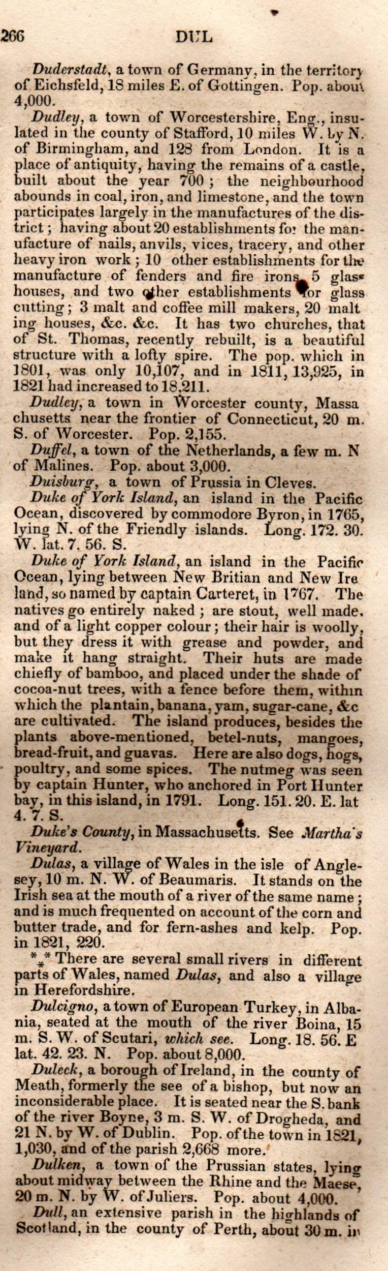 Brookes’ Universal Gazetteer (1850), Page 266 Right Column