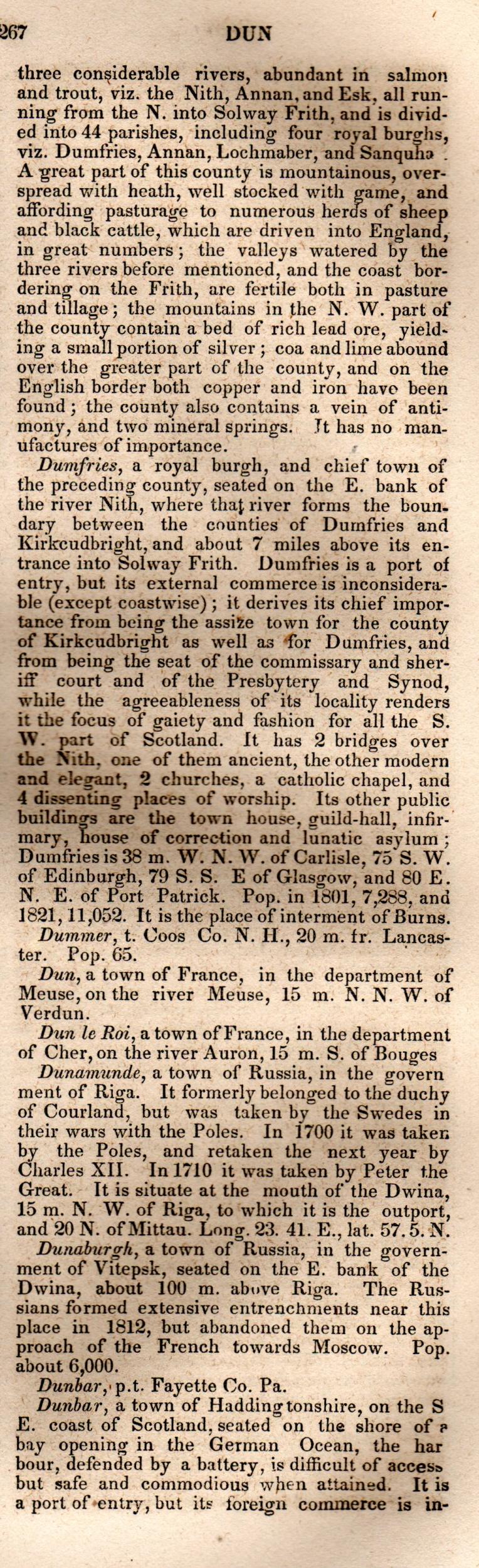 Brookes’ Universal Gazetteer (1850), Page 267 Right Column