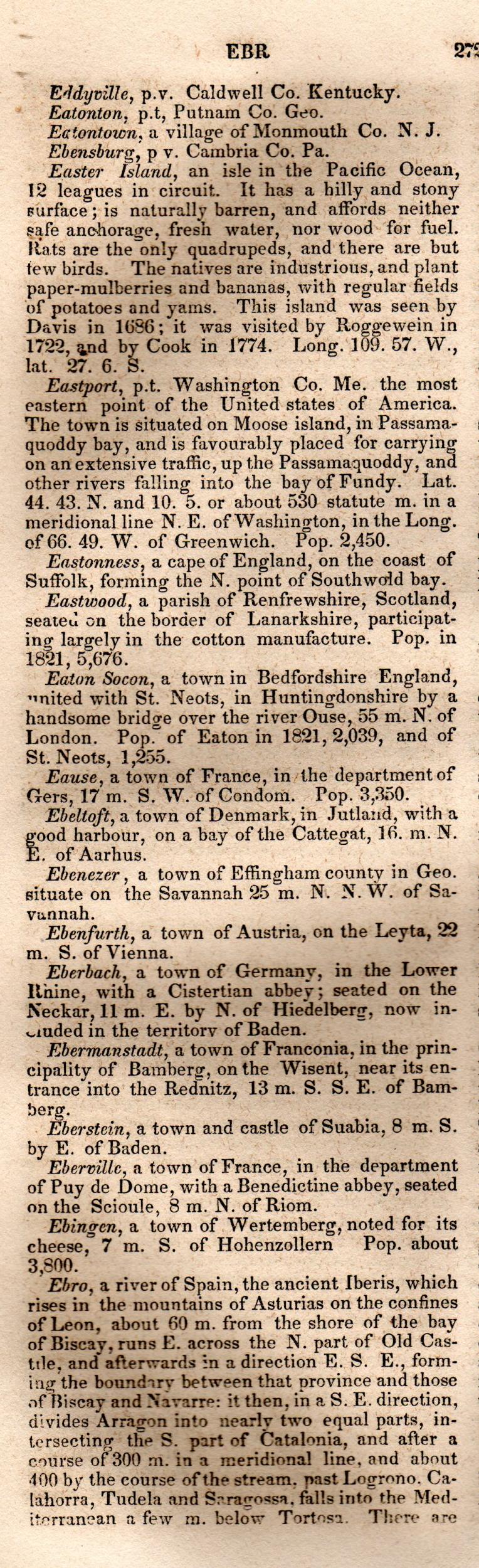 Brookes’ Universal Gazetteer (1850), Page 272 Left Column