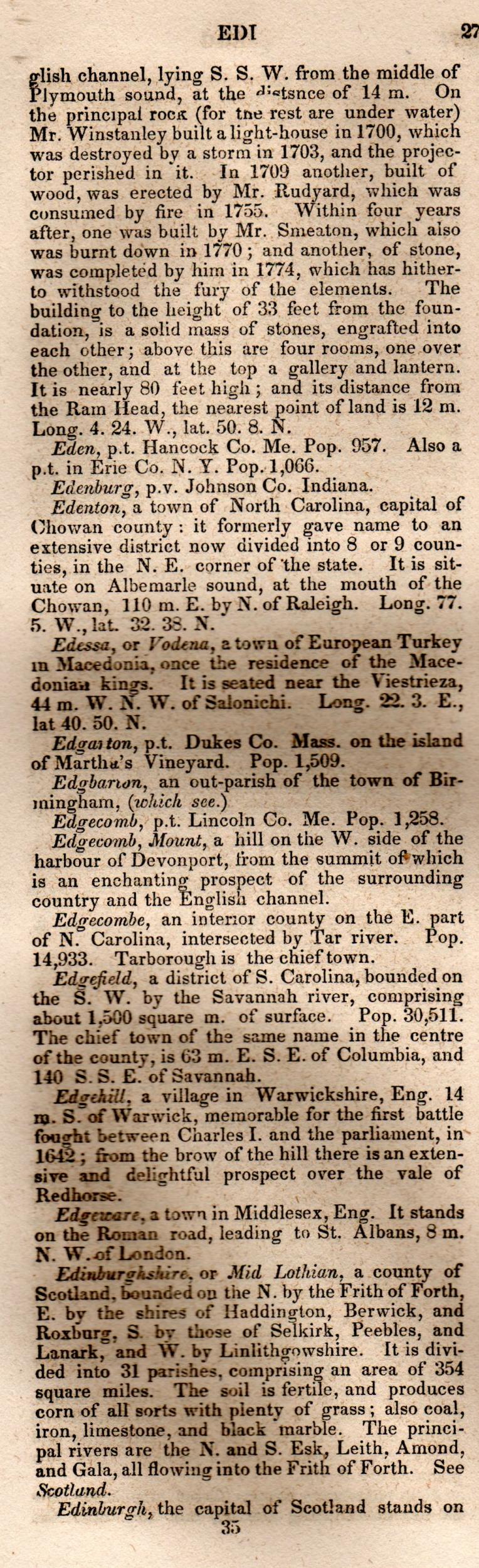 Brookes’ Universal Gazetteer (1850), Page 273 Left Column
