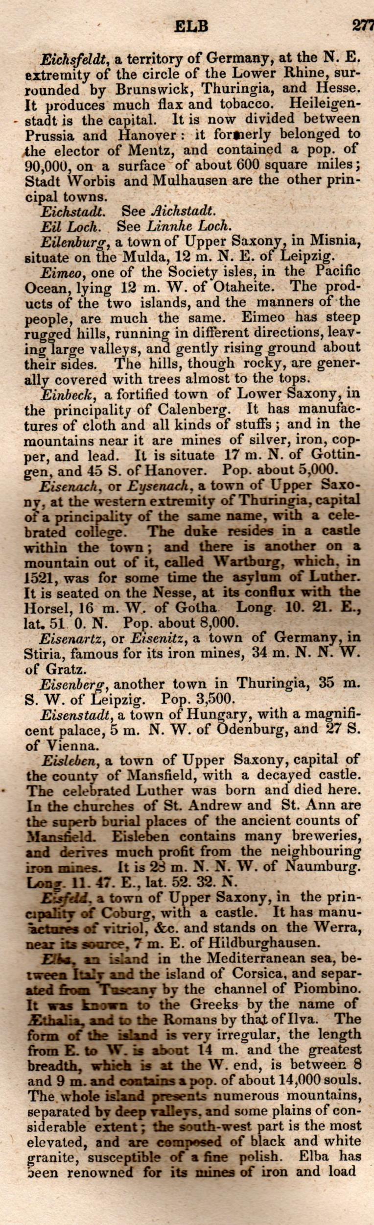 Brookes’ Universal Gazetteer (1850), Page 277 Left Column