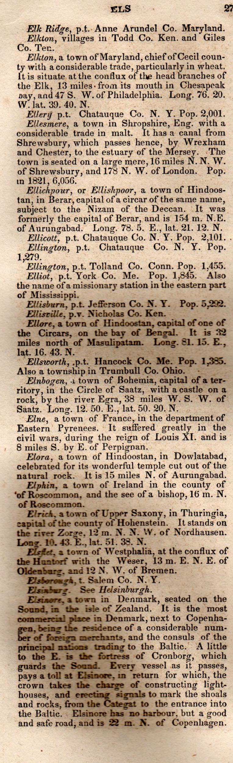 Brookes’ Universal Gazetteer (1850), Page 279 Left Column